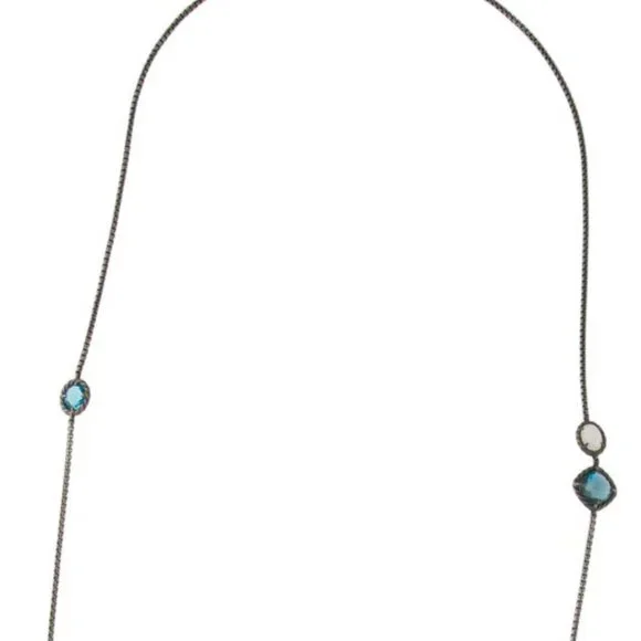 DAVID YURMAN STERLING SILVER TOPAZ, CHALCEDONY & DIAMOND 0.46 STATION NECKLACE - Picture 5 of 9